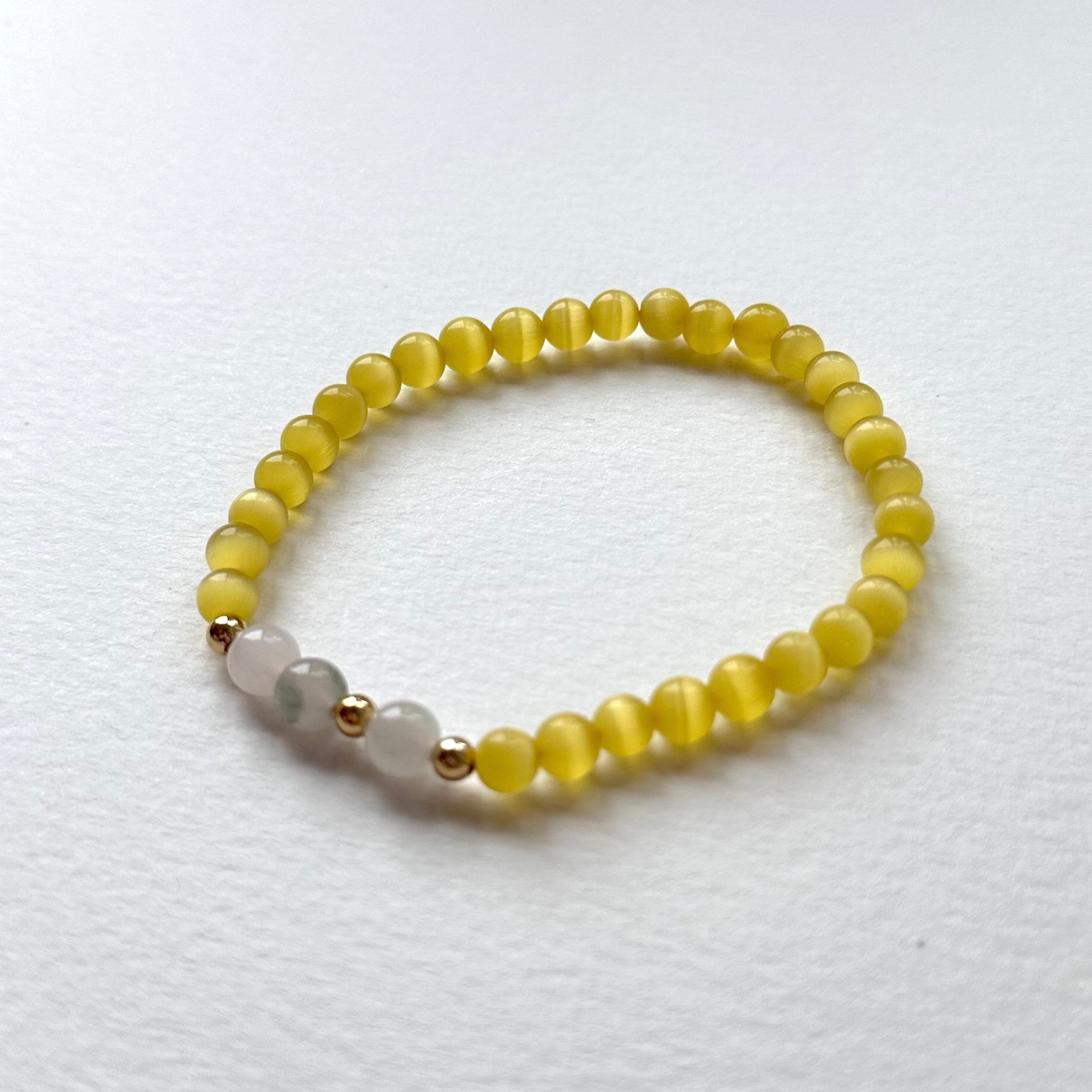 BS283 [Stone of Luck] Yellow Cat's Eye Stone Tianshan Jade Simple Gold-plated Light Bracelet