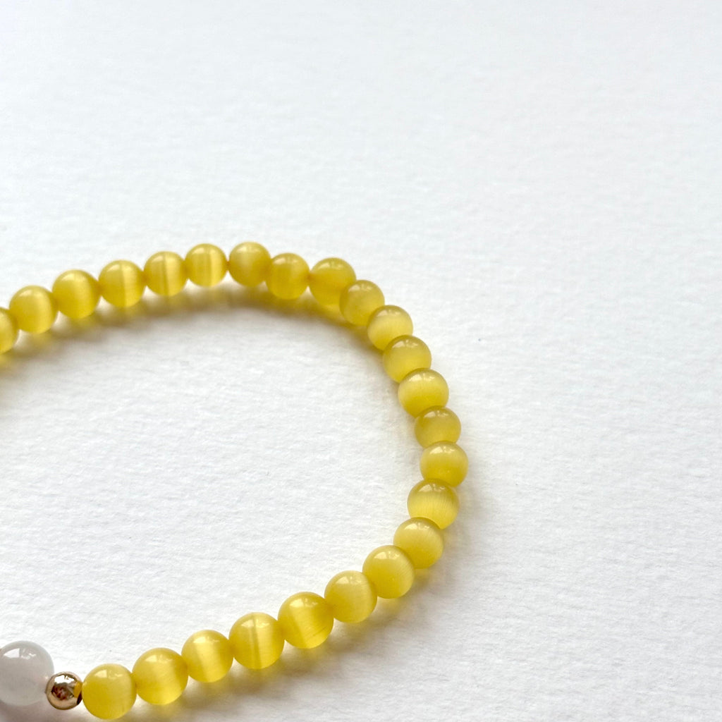 BS283 [Stone of Luck] Yellow Cat's Eye Stone Tianshan Jade Simple Gold-plated Light Bracelet