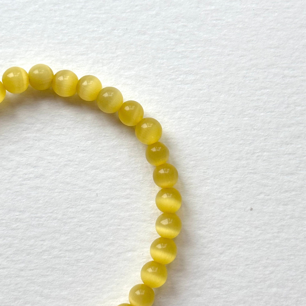 BS284 [Stone of Luck] Yellow Cat's Eye Stone Simple Silver-plated Light Bracelet