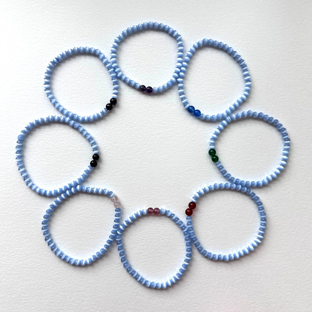 BS279 Blue Cat's Eye | Black Agate | Garnet | Amethyst | Blue Agate | Green Agate | Red Agate | Strawberry Quartz | Rose Quartz Bracelet