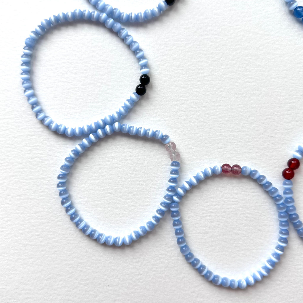 BS279 Blue Cat's Eye | Black Agate | Garnet | Amethyst | Blue Agate | Green Agate | Red Agate | Strawberry Quartz | Rose Quartz Bracelet