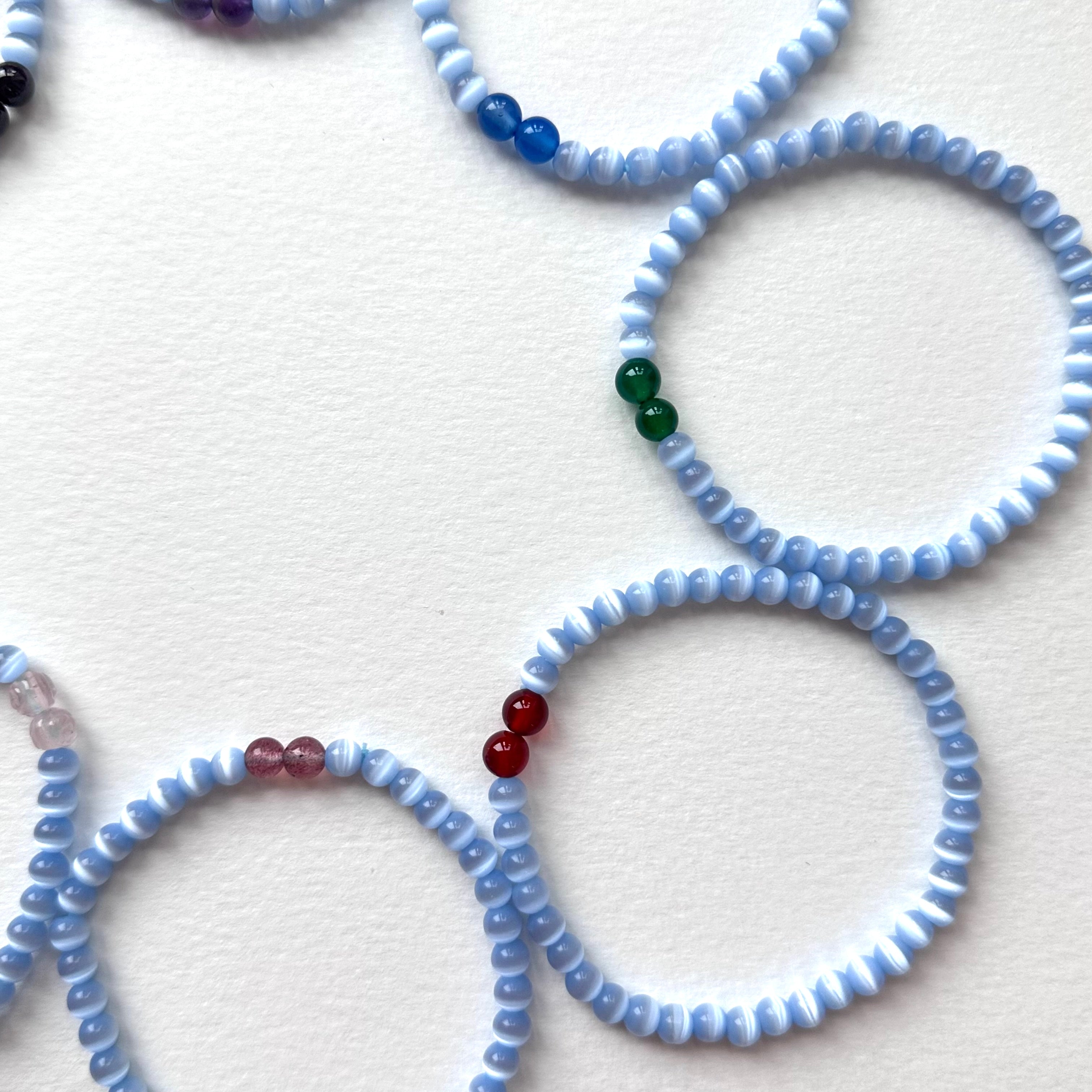 BS279 Blue Cat's Eye | Black Agate | Garnet | Amethyst | Blue Agate | Green Agate | Red Agate | Strawberry Quartz | Rose Quartz Bracelet