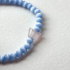 BS281 [Stone of Luck] Blue Cat's Eye Stone Ingot Rose Quartz Light Bracelet