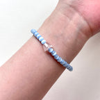 BS281 [Stone of Luck] Blue Cat's Eye Stone Ingot Rose Quartz Light Bracelet