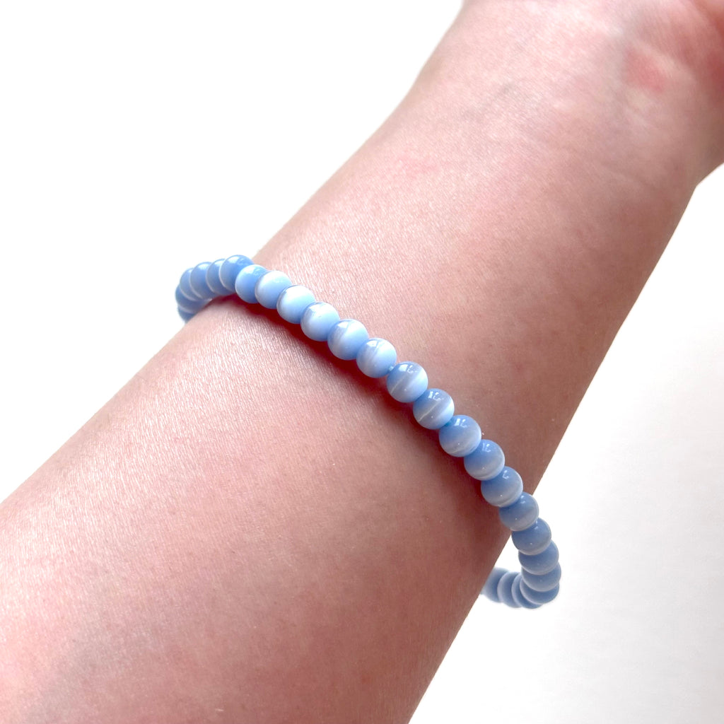 BS280 [Stone of Luck] Blue Cat's Eye Freshwater Pearl Light Bracelet