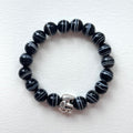 BS282 [Leo Virgo | August] Black agate elephant silver-plated bracelet