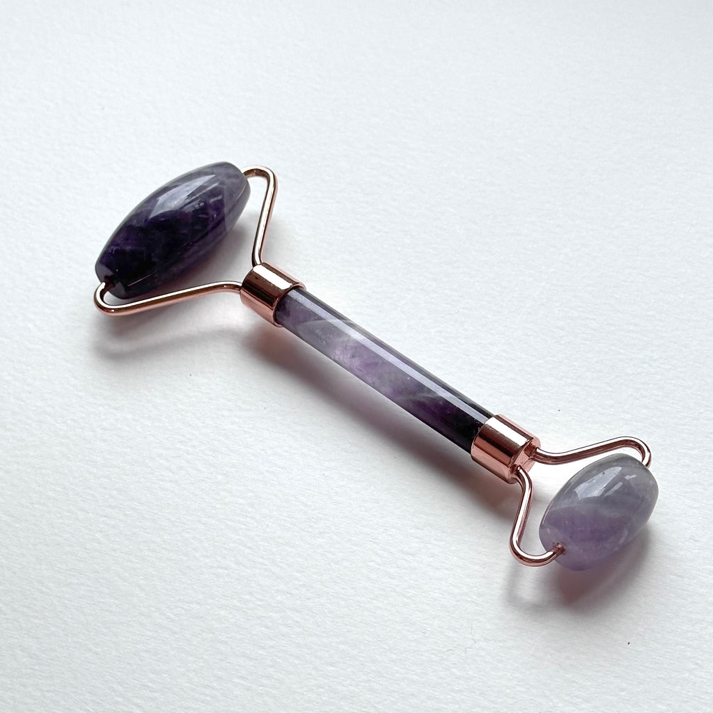 TS27 天然水晶雙頭鍍金按摩滾輪 面部身體按摩 舒緩肌肉緊繃 禮物