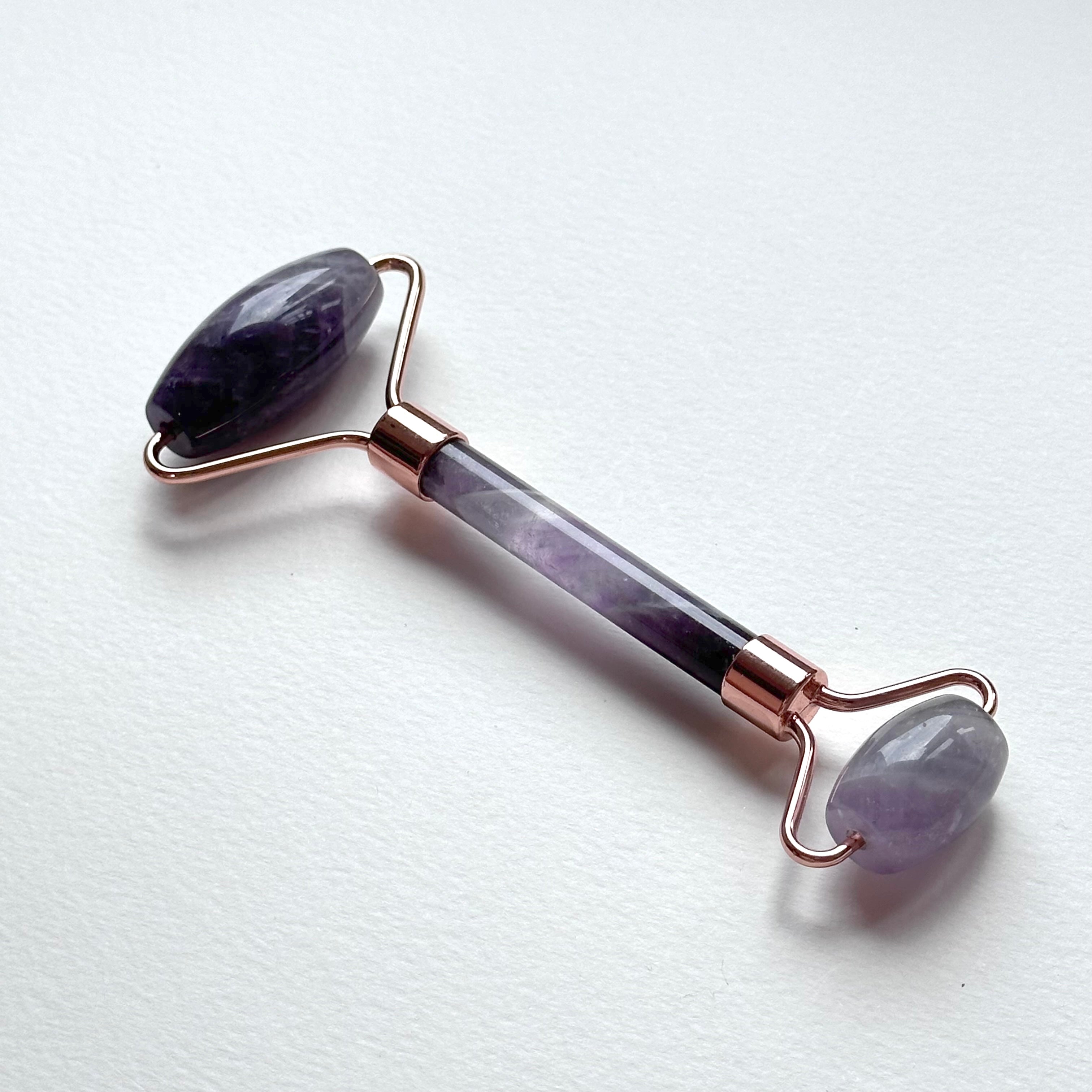 TS27 天然水晶雙頭鍍金按摩滾輪 面部身體按摩 舒緩肌肉緊繃 禮物