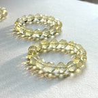 B106 [Glass meteorite] Gold meteorite cut corner pure bead bracelet