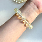 B106 [Glass meteorite] Gold meteorite cut corner pure bead bracelet