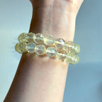B106 [Glass meteorite] Gold meteorite cut corner pure bead bracelet