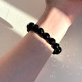 B103 [Leo Virgo | August] Black agate cut corner pure bead bracelet