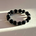 BS286 [Leo/Virgo | August] Black Onyx Beveled Silver Plated Bracelet