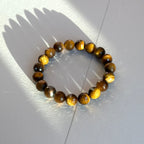 B105【巨蟹獅子座|7月】黃虎眼切角純珠手鏈手串