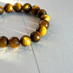 B105【巨蟹獅子座|7月】黃虎眼切角純珠手鏈手串