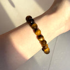 B105【巨蟹獅子座|7月】黃虎眼切角純珠手鏈手串