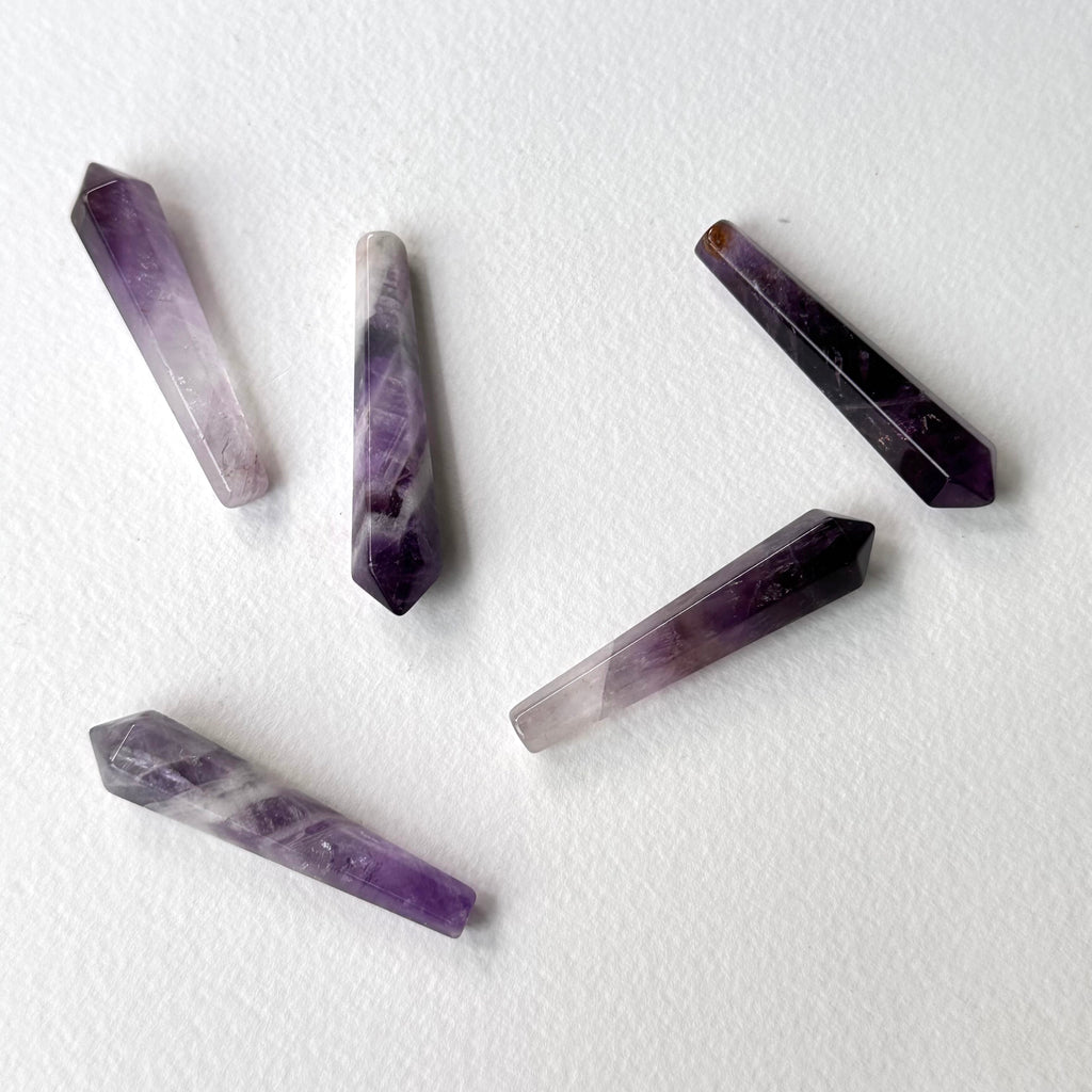 TS32【水瓶雙魚|2月誕生石】紫水晶|迷你六角柱 辦公室家中療癒 擺飾