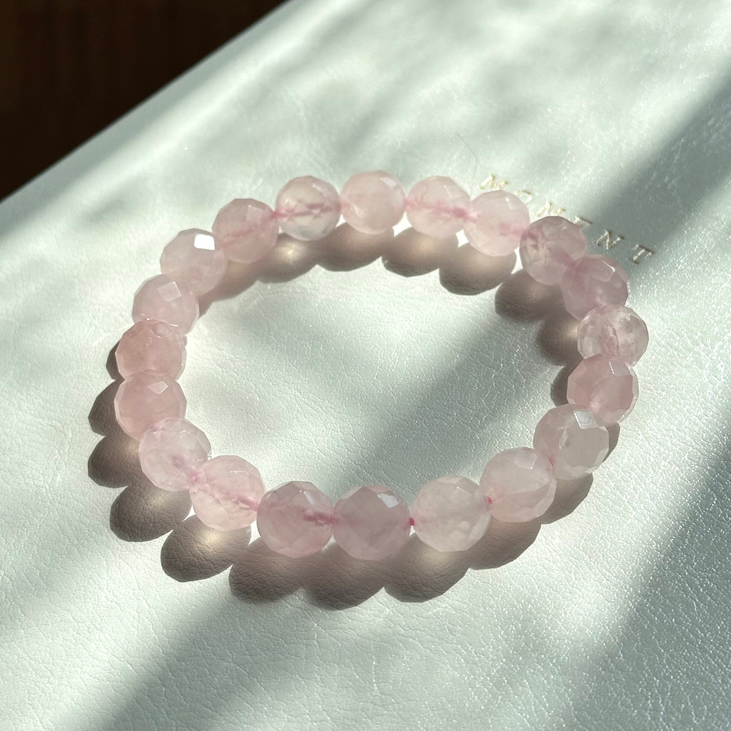 B107 [Libra Scorpio | October] Rose Quartz Cut-angle Pure Bead Bracelet