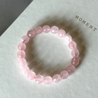 B107 [Libra Scorpio | October] Rose Quartz Cut-angle Pure Bead Bracelet