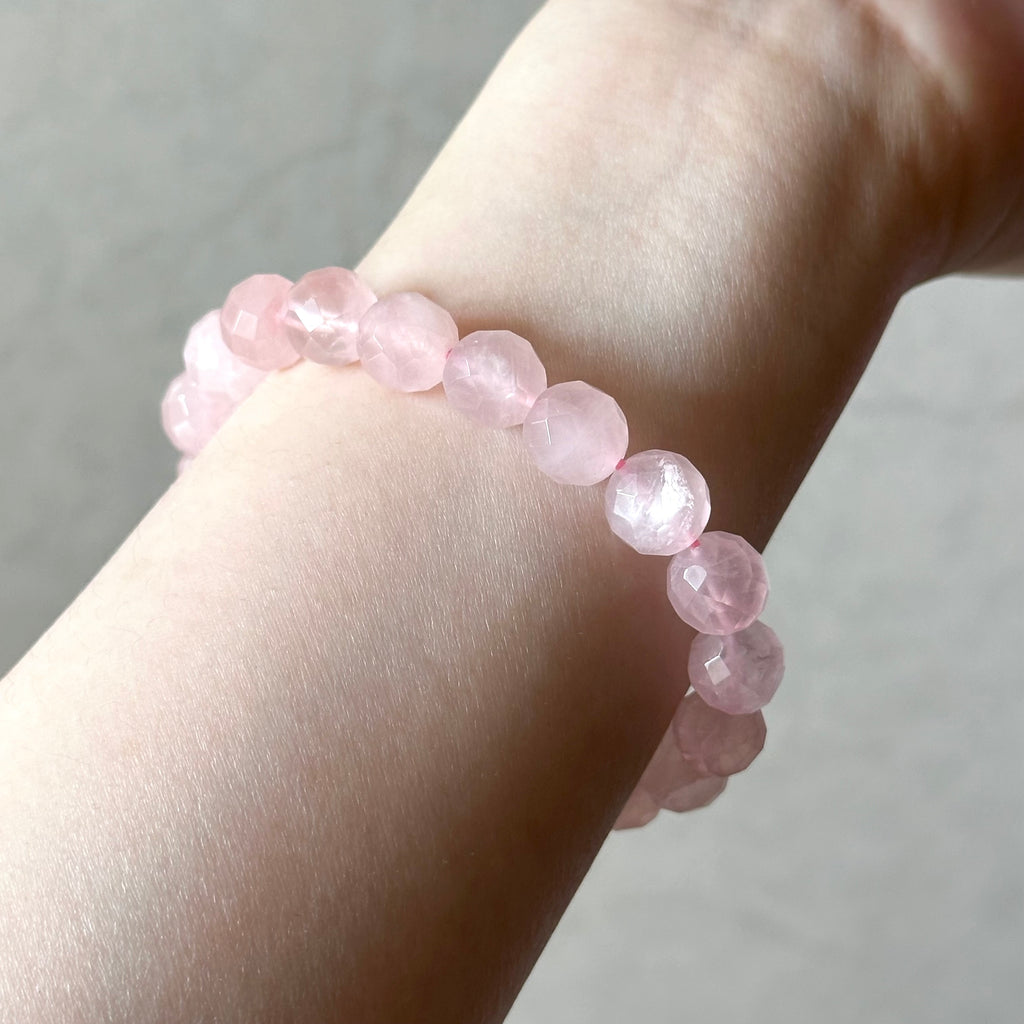 B107 [Libra Scorpio | October] Rose Quartz Cut-angle Pure Bead Bracelet
