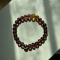 BS289 Brown Glass | Yellow Crystal Silver Plated Bracelet