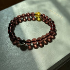 BS289 [Espresso Glass] Brown Glass Citrine Silver-plated Bracelet