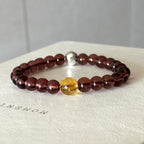 BS289 [Espresso Glass] Brown Glass Citrine Silver-plated Bracelet