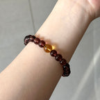 BS289 [Espresso Glass] Brown Glass Citrine Silver-plated Bracelet