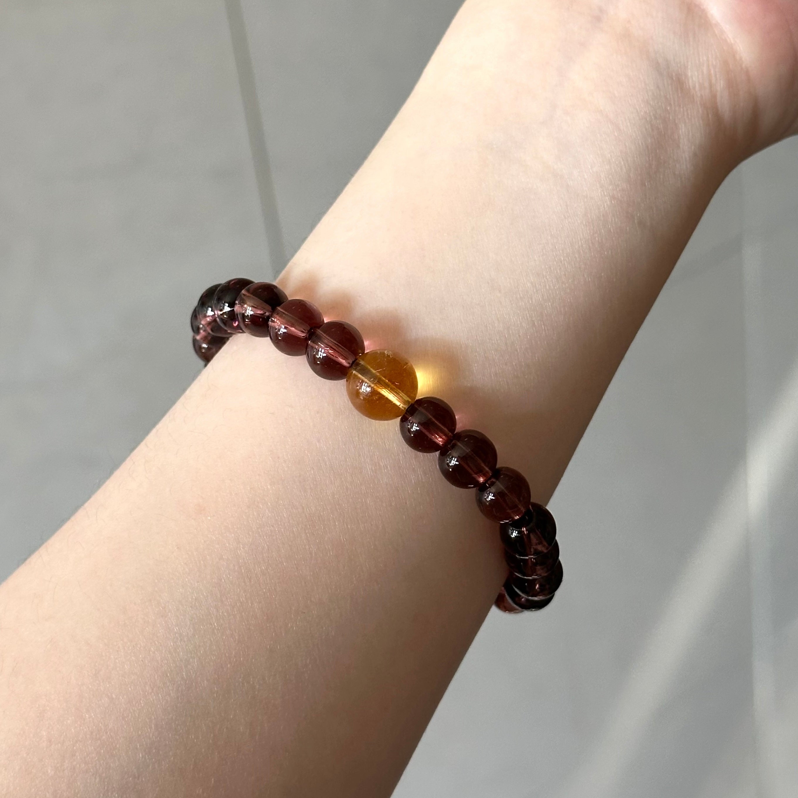 BS289 [Espresso Glass] Brown Glass Citrine Silver-plated Bracelet