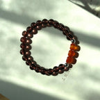 BS290 [Espresso Glass] Brown Glass Square Red Agate Simple Silver-plated Bracelet