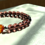 BS290 [Espresso Glass] Brown Glass Square Red Agate Simple Silver-plated Bracelet