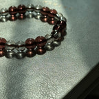 BS291 [Espresso Glass] Brown Glass White Crystal Silver-plated Fortune Gourd Bracelet