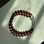 BS292 [Espresso Glass] Brown Glass White Crystal Simple Gold-plated Bracelet