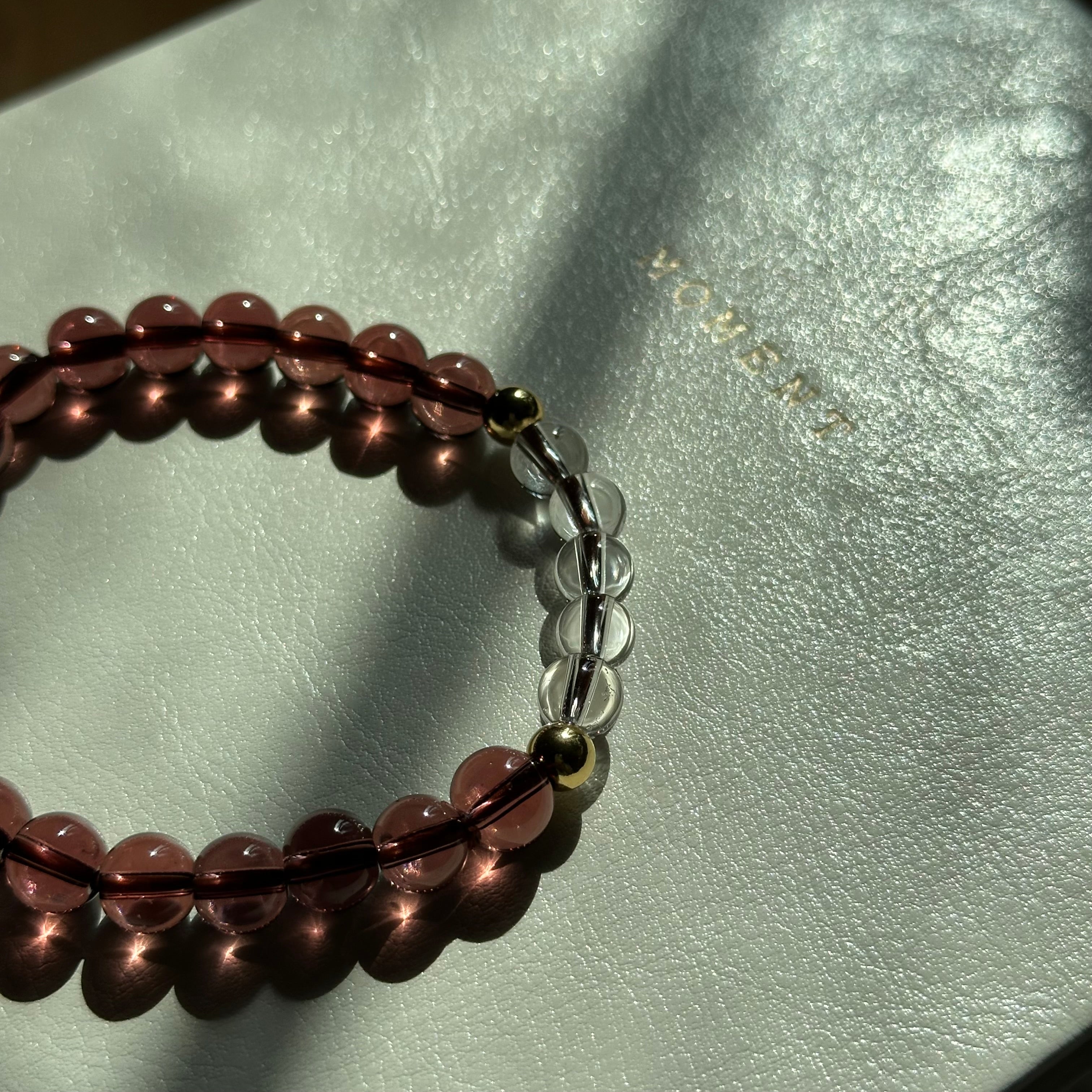 BS292 [Espresso Glass] Brown Glass White Crystal Simple Gold-plated Bracelet