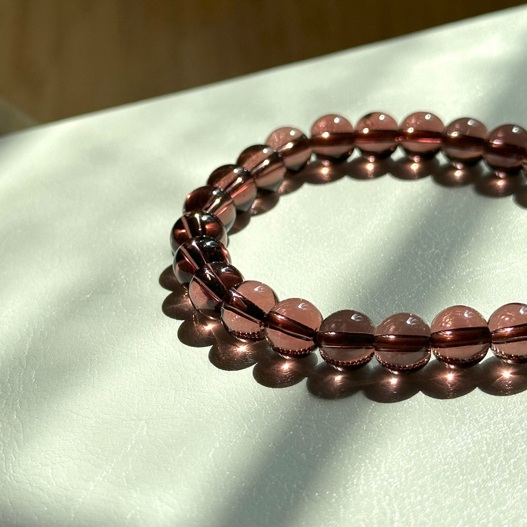 BS292 [Espresso Glass] Brown Glass White Crystal Simple Gold-plated Bracelet