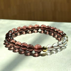 BS292 [Espresso Glass] Brown Glass White Crystal Simple Gold-plated Bracelet