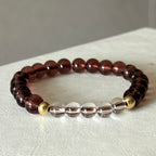 BS292 [Espresso Glass] Brown Glass White Crystal Simple Gold-plated Bracelet