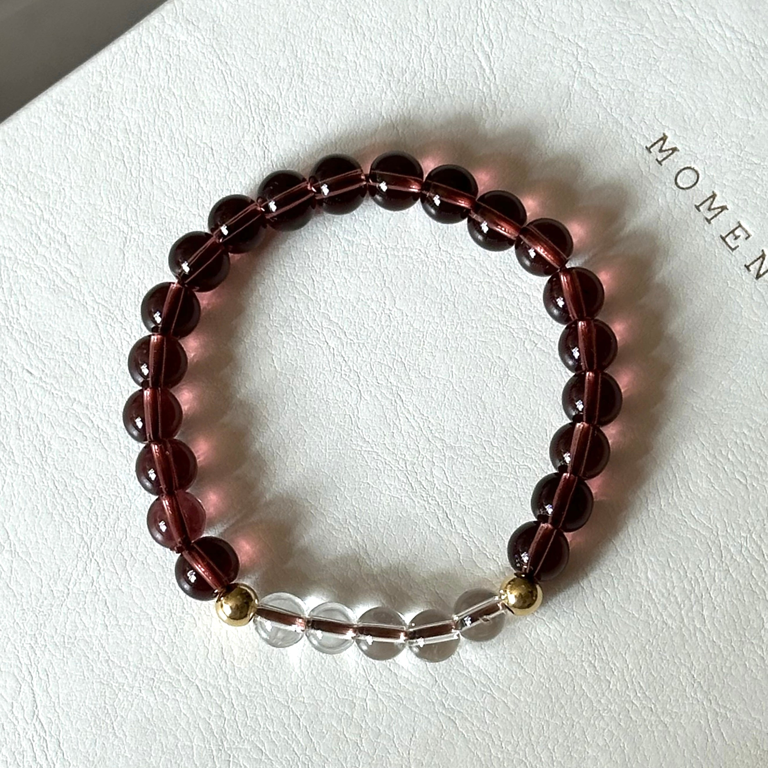BS292 [Espresso Glass] Brown Glass White Crystal Simple Gold-plated Bracelet