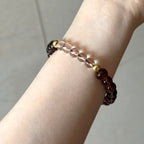BS292 [Espresso Glass] Brown Glass White Crystal Simple Gold-plated Bracelet
