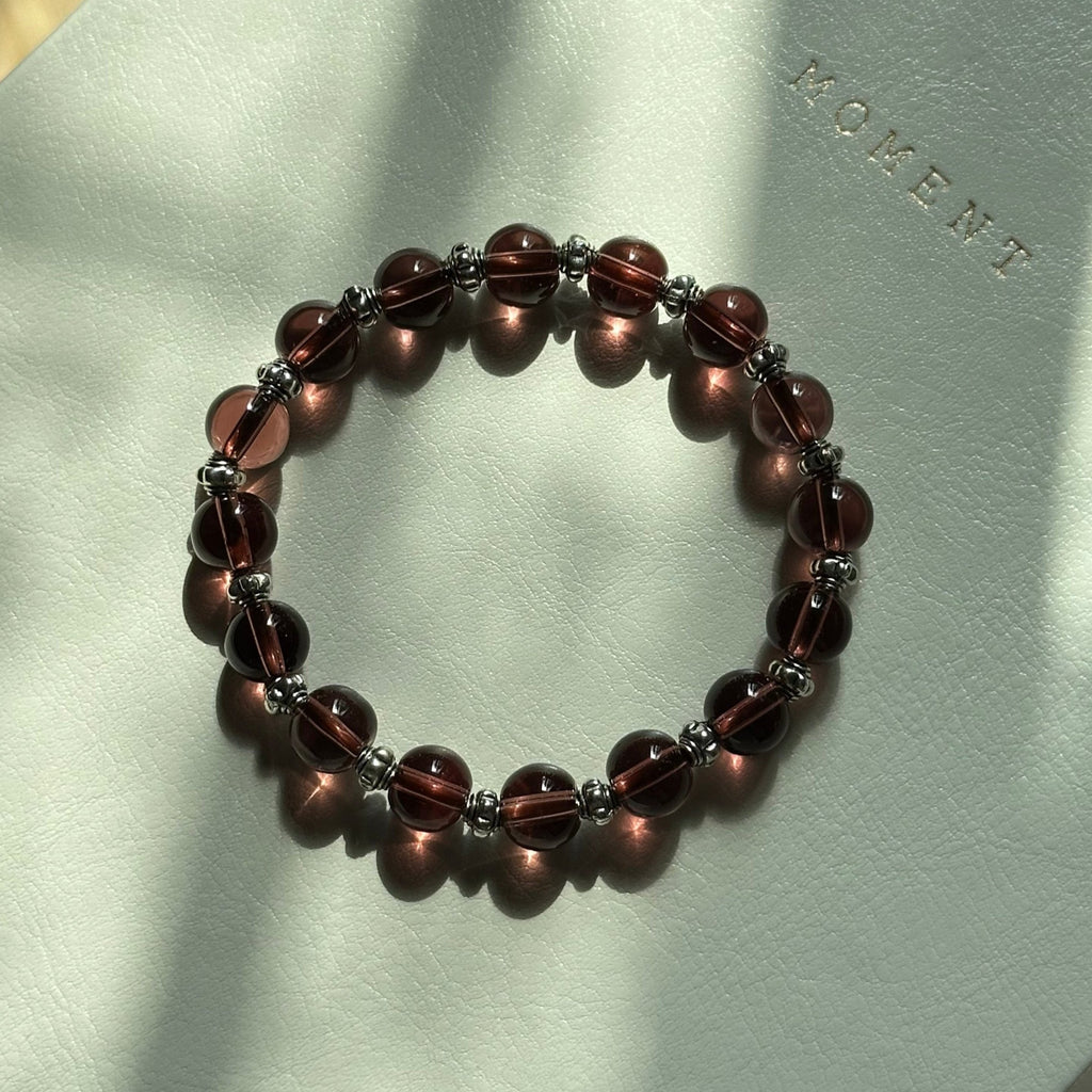 BS294 [Espresso Glass] Brown Glass Vintage Silver-plated Bracelet
