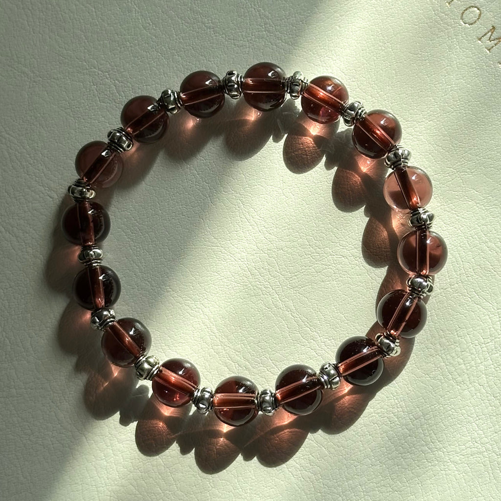 BS294 [Espresso Glass] Brown Glass Vintage Silver-plated Bracelet