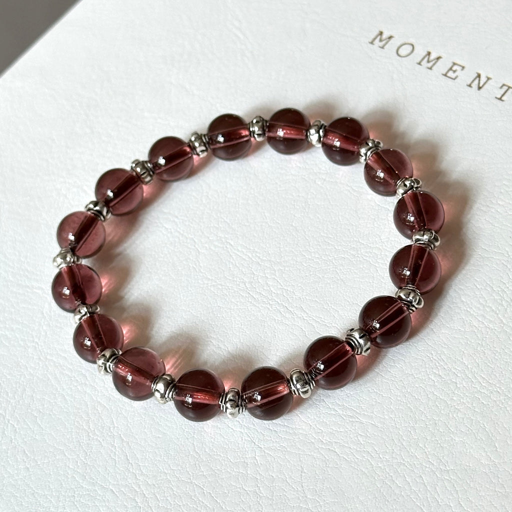 BS294 [Espresso Glass] Brown Glass Vintage Silver-plated Bracelet