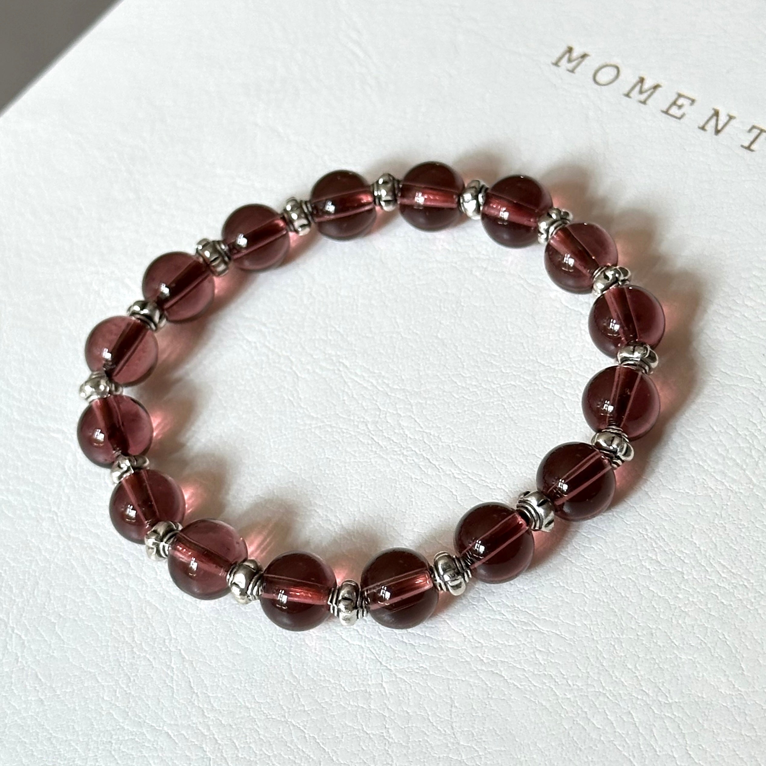 BS294 [Espresso Glass] Brown Glass Vintage Silver-plated Bracelet