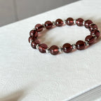 BS294 [Espresso Glass] Brown Glass Vintage Silver-plated Bracelet