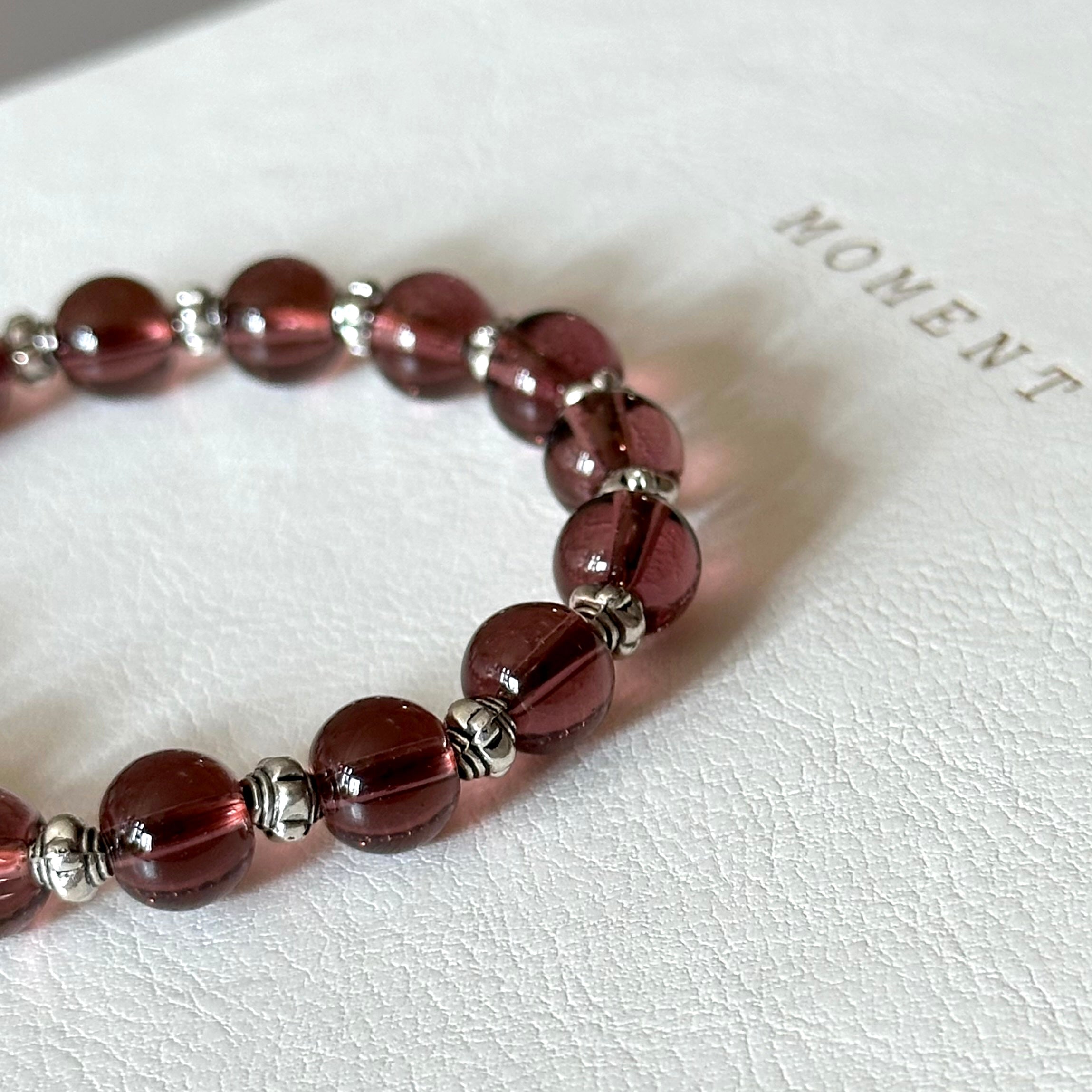 BS294 [Espresso Glass] Brown Glass Vintage Silver-plated Bracelet