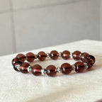 BS294 [Espresso Glass] Brown Glass Vintage Silver-plated Bracelet