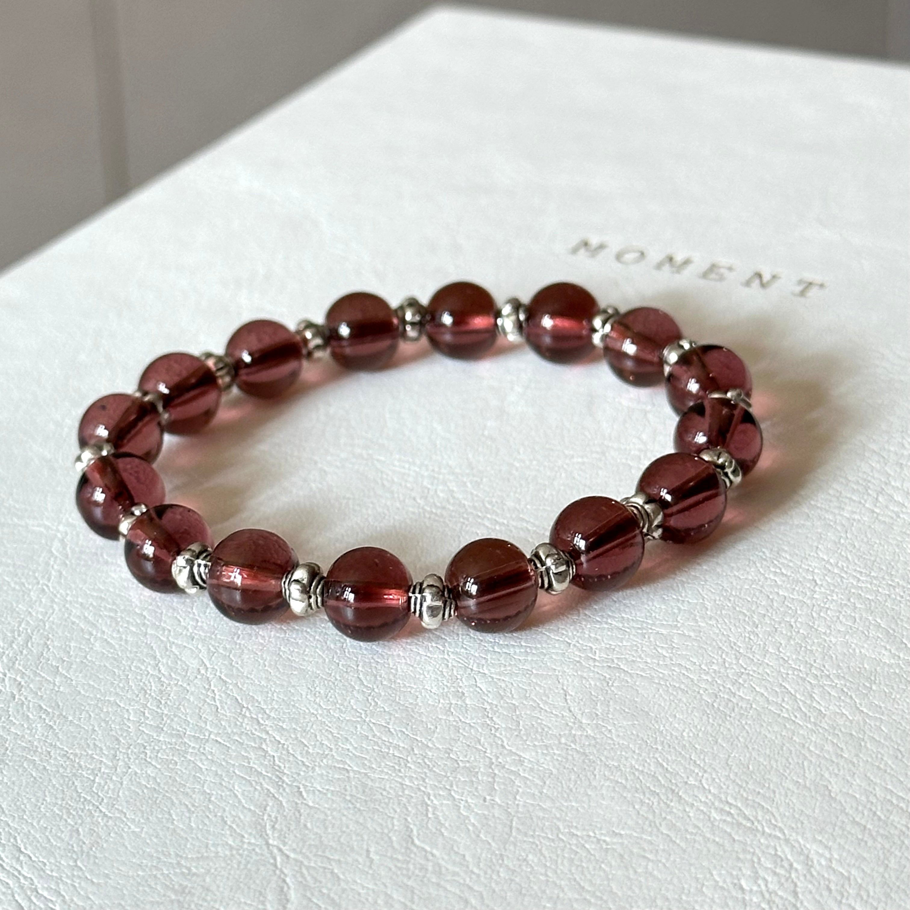 BS294 [Espresso Glass] Brown Glass Vintage Silver-plated Bracelet