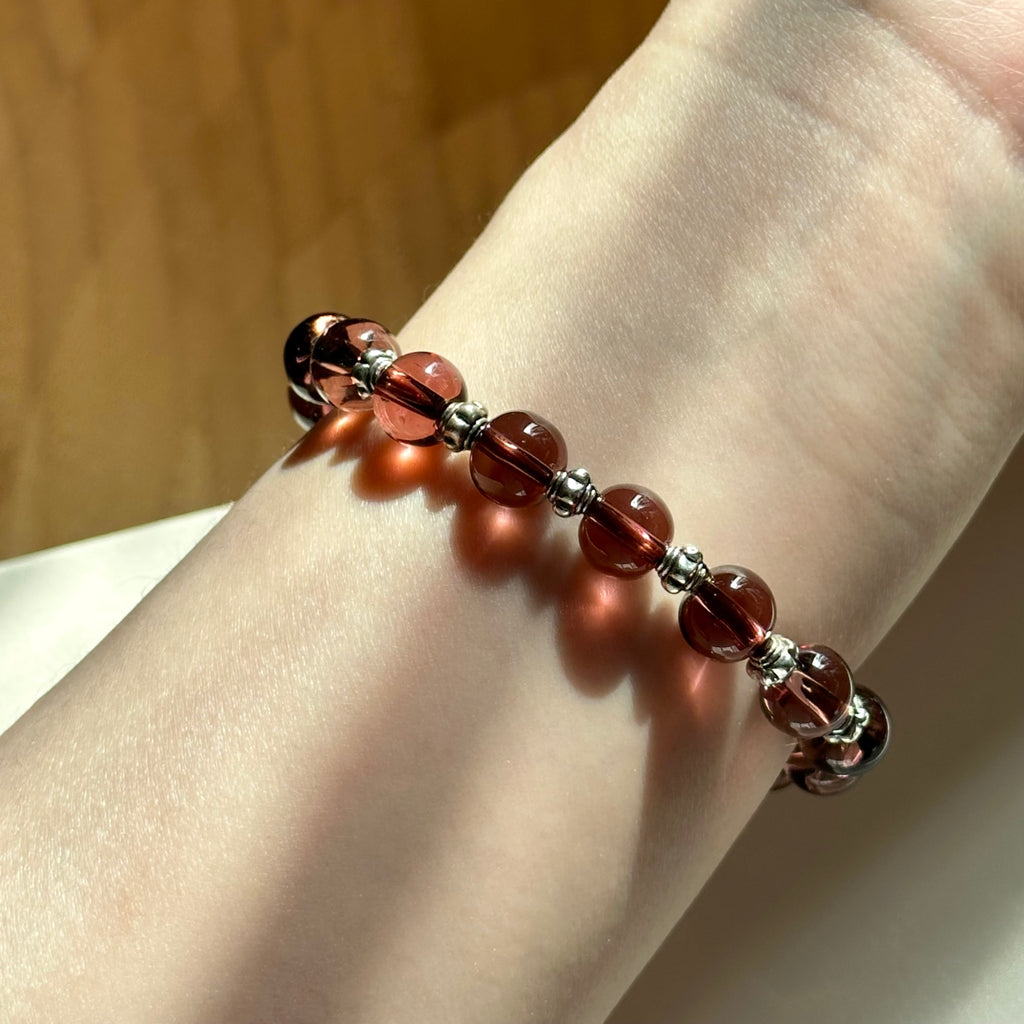 BS294 [Espresso Glass] Brown Glass Vintage Silver-plated Bracelet