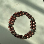 BS295 [Espresso Glass] Brown Glass Seven-pointed Simple Silver-plated Bracelet