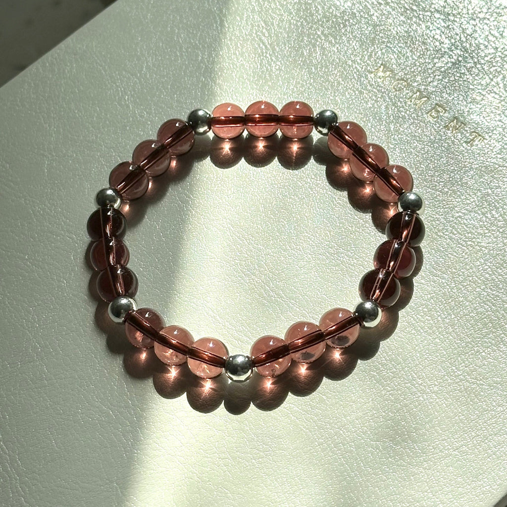 BS295 [Espresso Glass] Brown Glass Seven-pointed Simple Silver-plated Bracelet